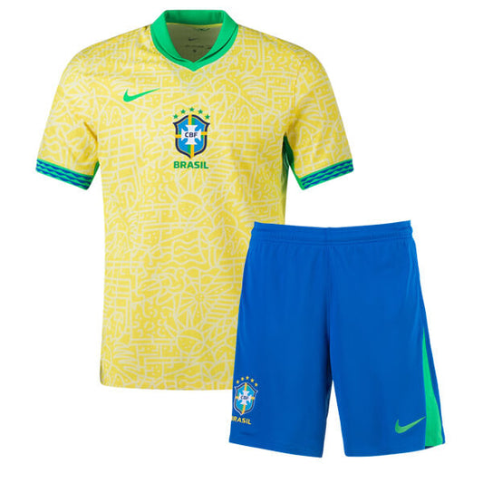 CAMISA E PANTALONES CORTOS PARA NIÑO BRASIL HOME 24/25